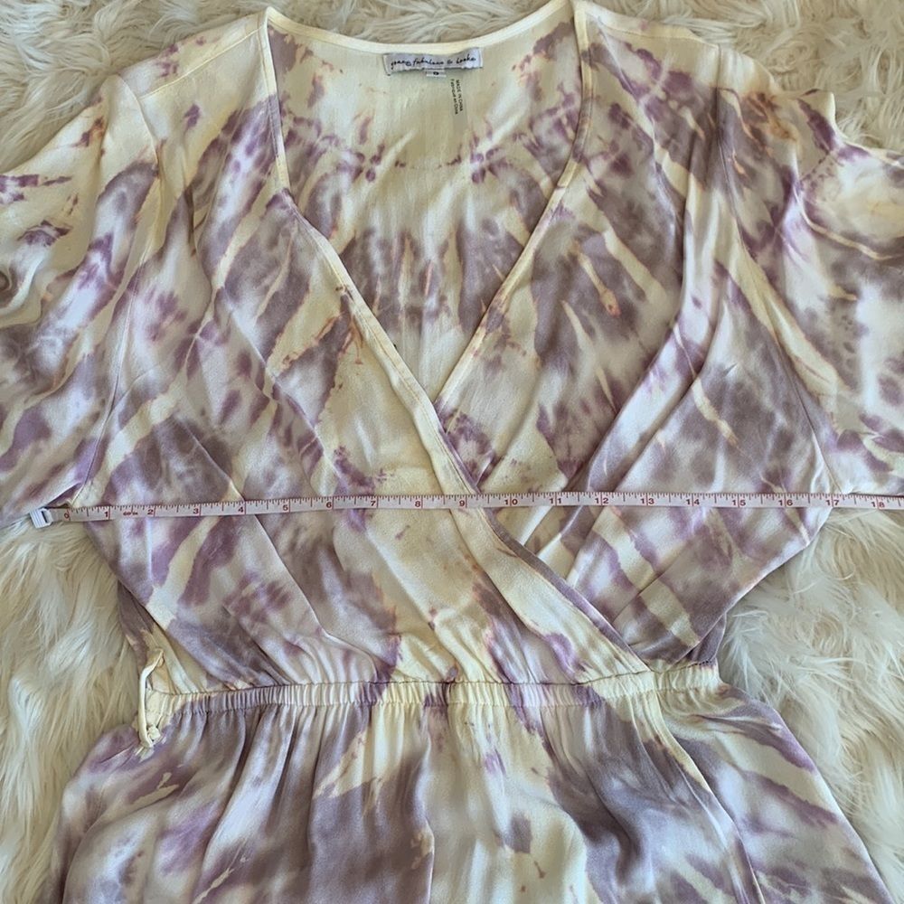 Young Fabulous & Broke Purple Yellow White Mauve Harvest Tie Dye Jillian Wrap SM - Picture 6 of 6